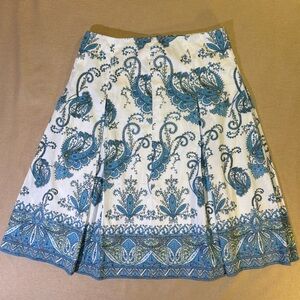 Talbots Blue and White Paisley A-Line Skirt